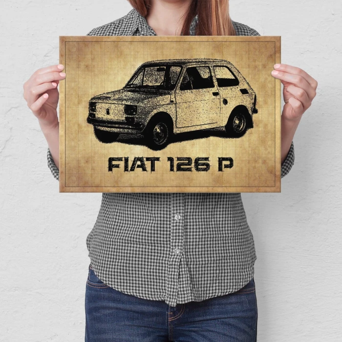 Poster metal Fiat 126p rys gift