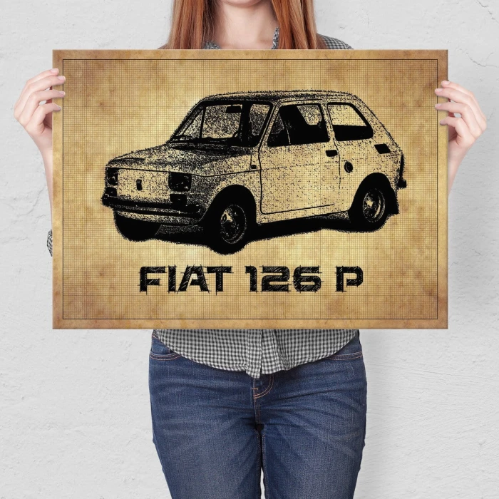 Poster metal Fiat 126p rys gift