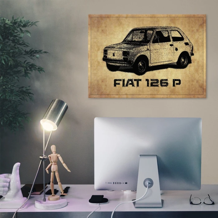 Poster metal Fiat 126p rys gift