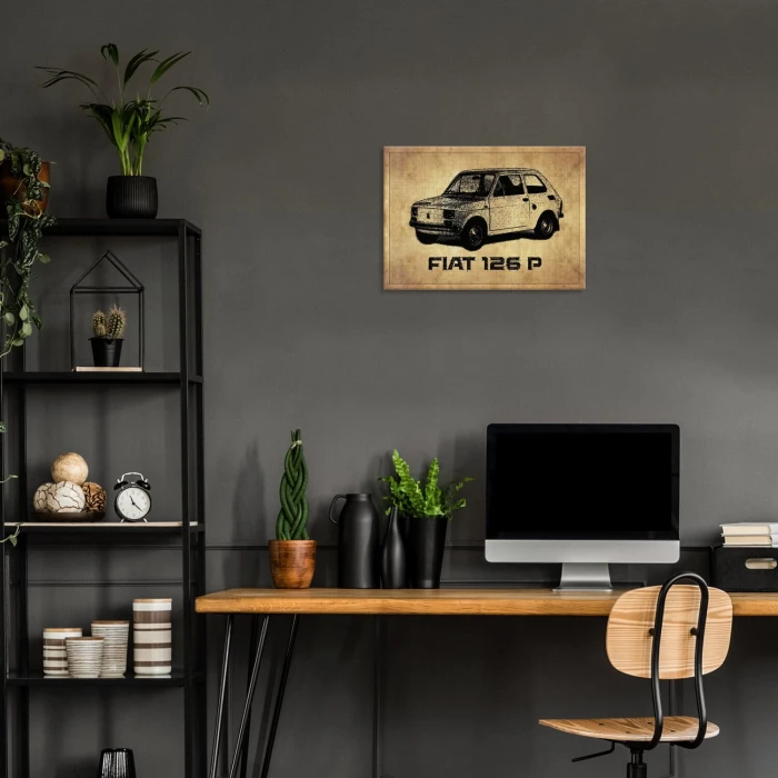 Poster metal Fiat 126p rys gift