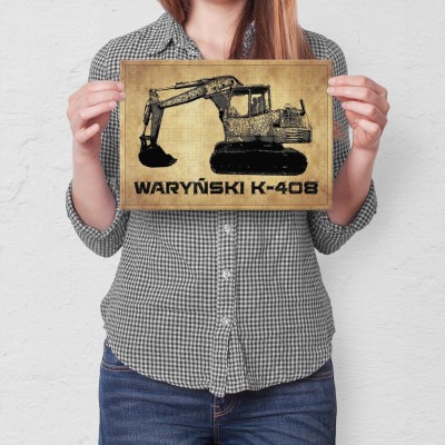 Plakat metalowy Koparka Waryński K408 Prezent