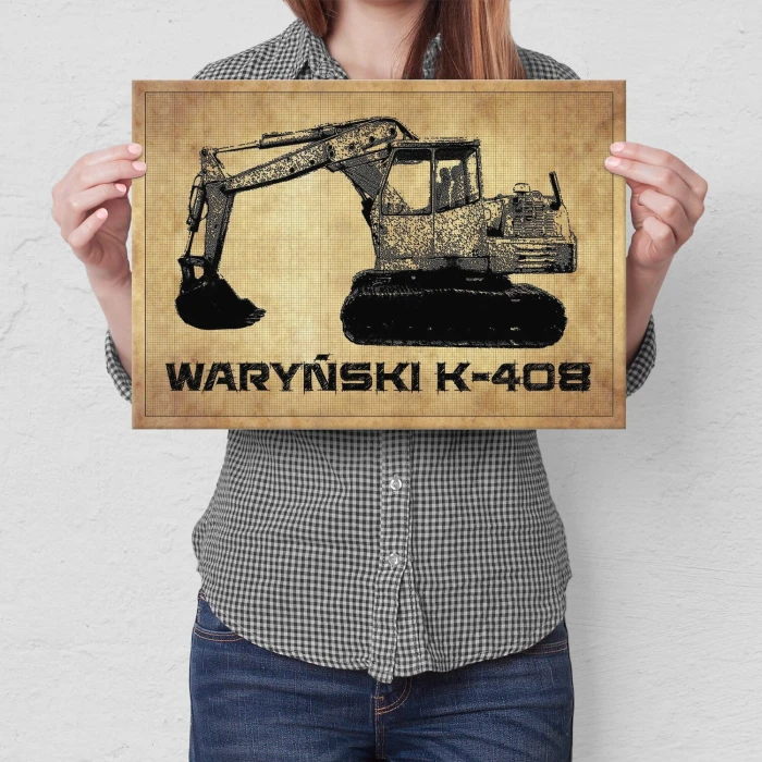 Plakat metalowy Koparka Waryński K408 Prezent
