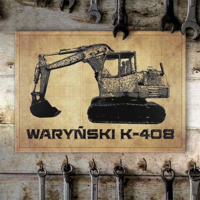 Plakat metalowy Koparka Waryński K408 Prezent