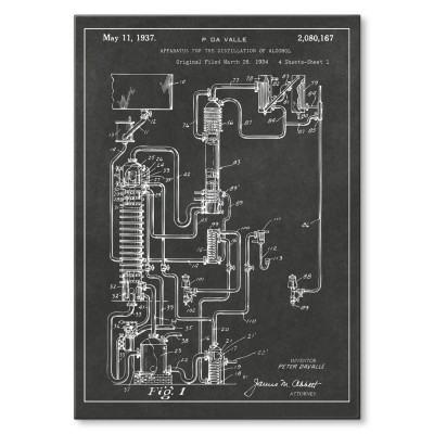 Plakat metalowy Distillation Patent Prezent