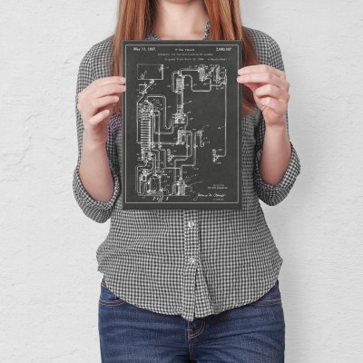 Plakat metalowy Distillation Patent Prezent