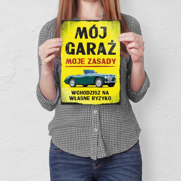 Poster metal mój garaż twoje ryzyko gift