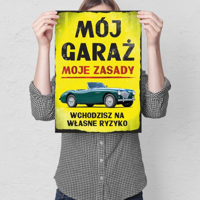 Poster metal mój garaż twoje ryzyko gift