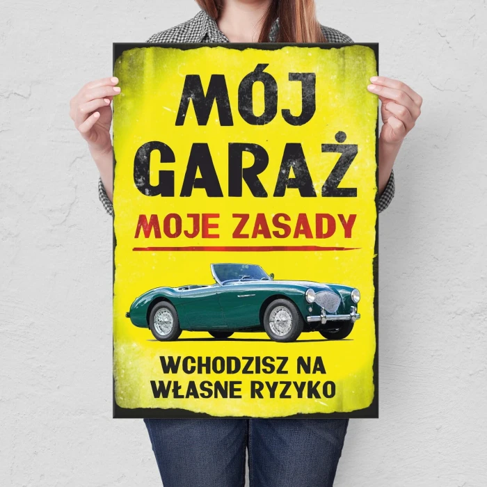 Poster metal mój garaż twoje ryzyko gift