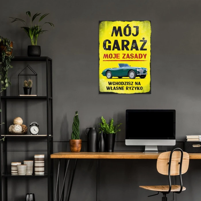 Poster metal mój garaż twoje ryzyko gift