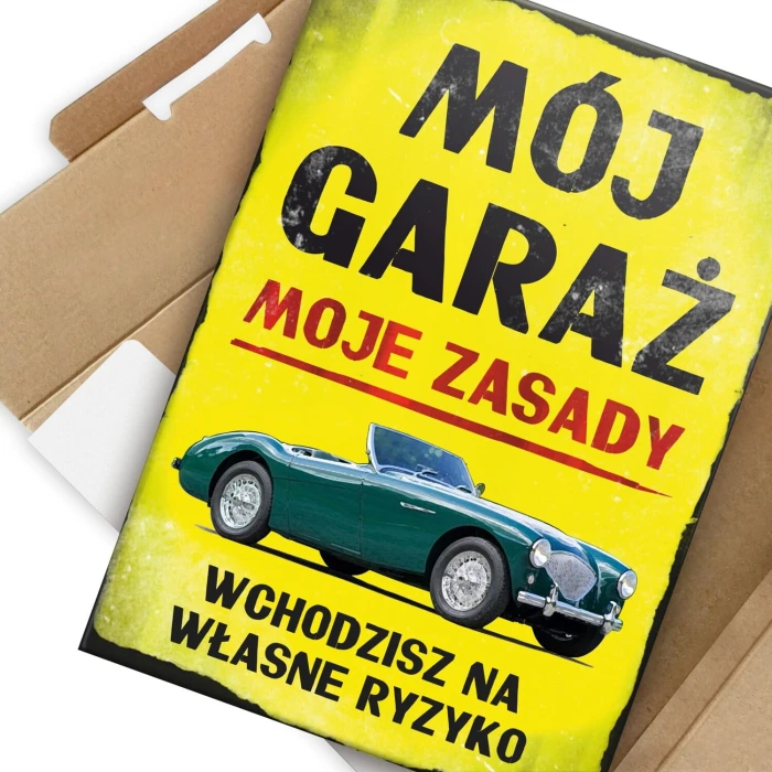 Poster metal mój garaż twoje ryzyko gift