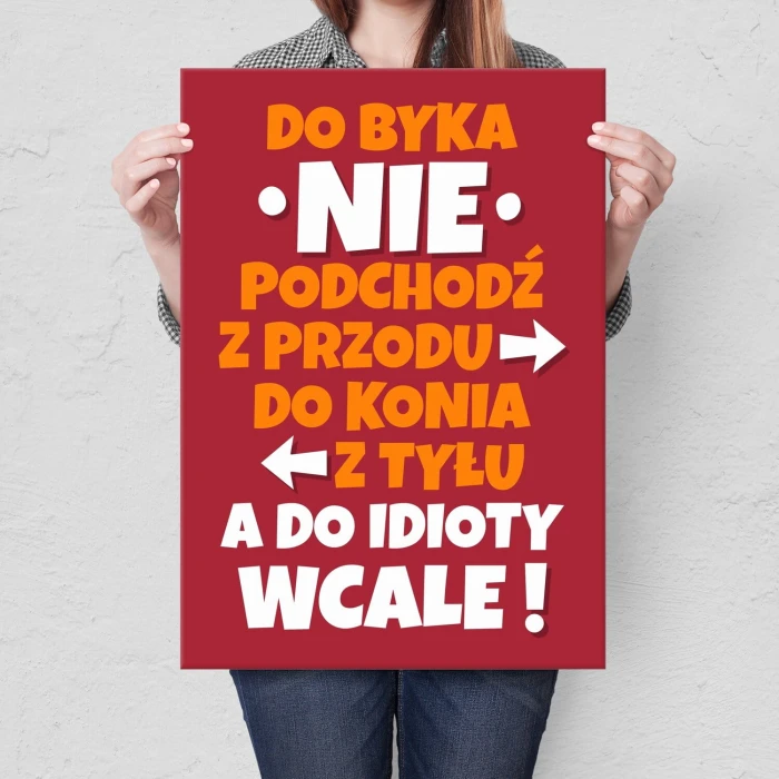 Poster metal nie podchodź do idioty gift