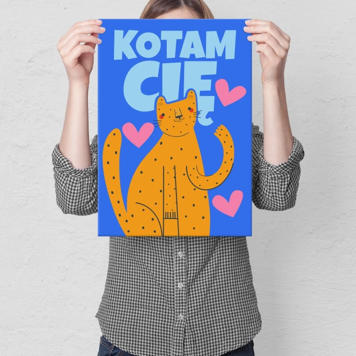 Plakat metalowy kotam cię Prezent