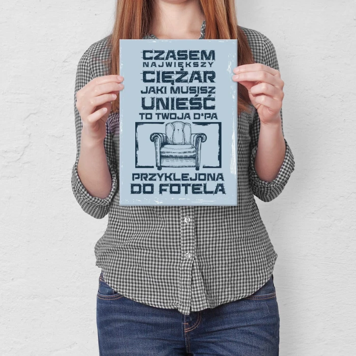 Plakat metalowy największy ciężar Prezent