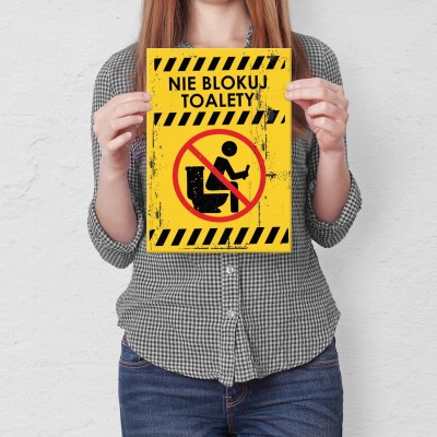 Plakat metalowy nie blokuj toalety Prezent