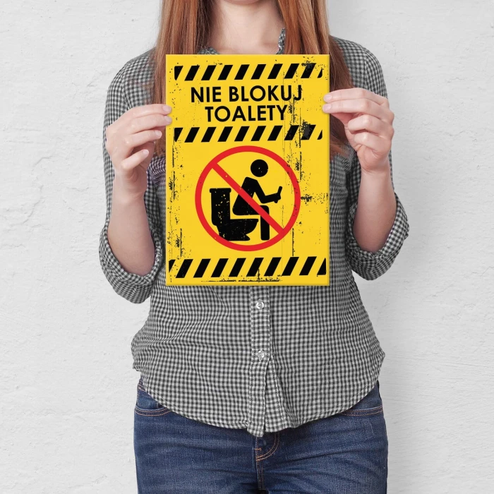 Plakat metalowy nie blokuj toalety Prezent
