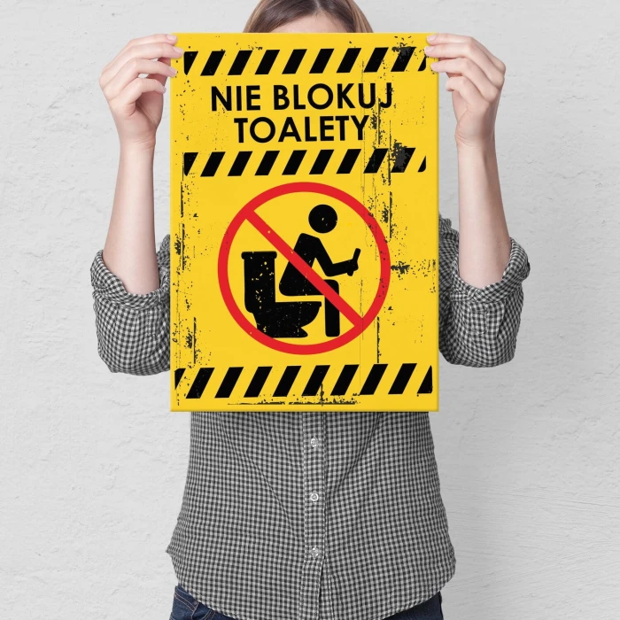 Poster metal nie blokuj toalety gift