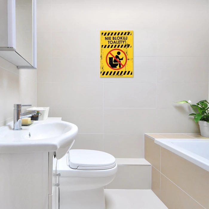 Poster metal nie blokuj toalety gift