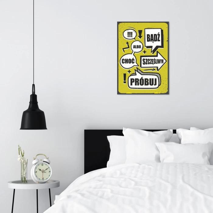Plakat metalowy spróbuj być szczęśliwym Prezent