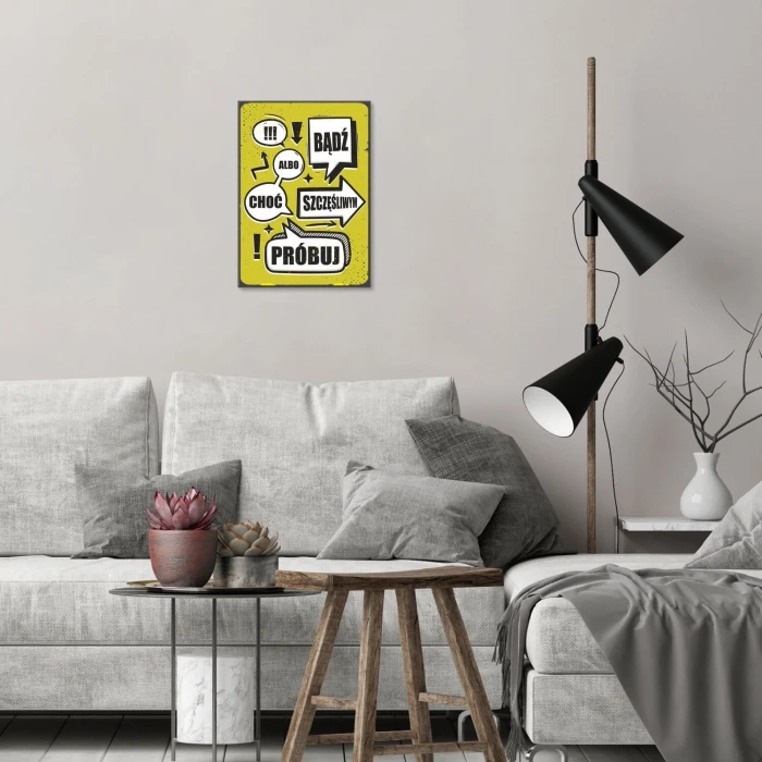 Plakat metalowy spróbuj być szczęśliwym Prezent