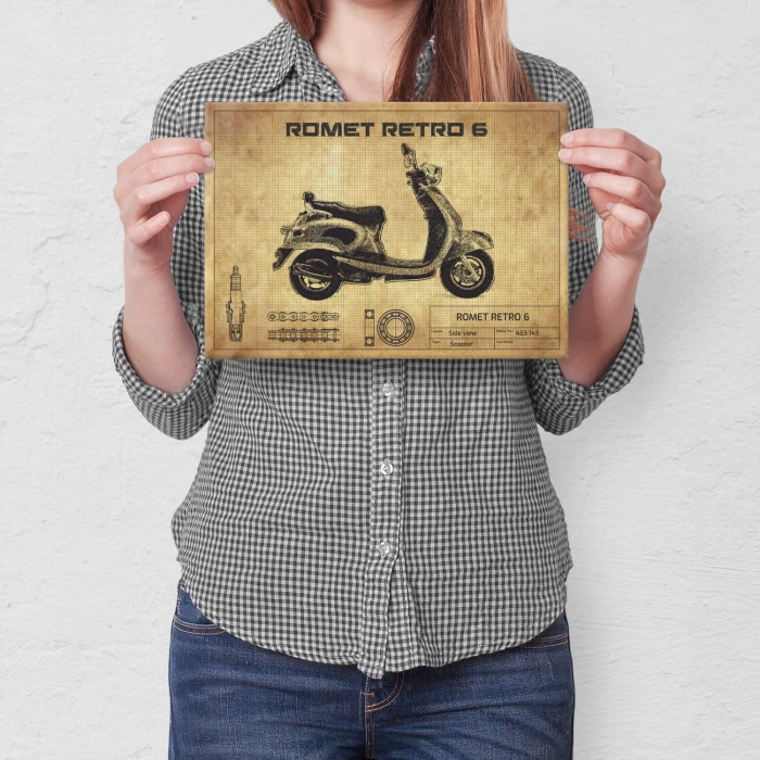 Poster metal Romet retro 6 gift