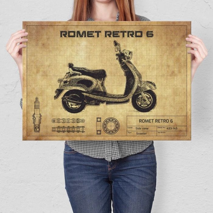 Poster metal Romet retro 6 gift