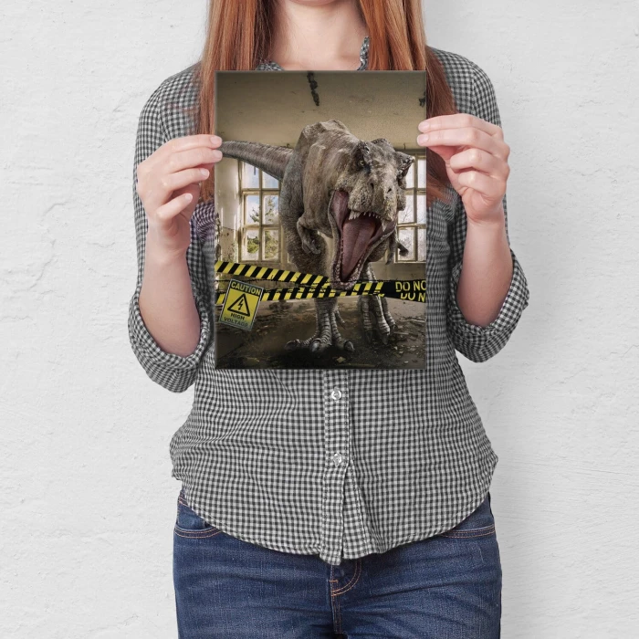 Poster metal Danger dino gift