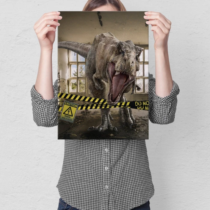 Poster metal Danger dino gift