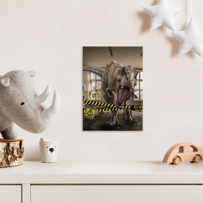 Plakat metalowy Danger dino Prezent