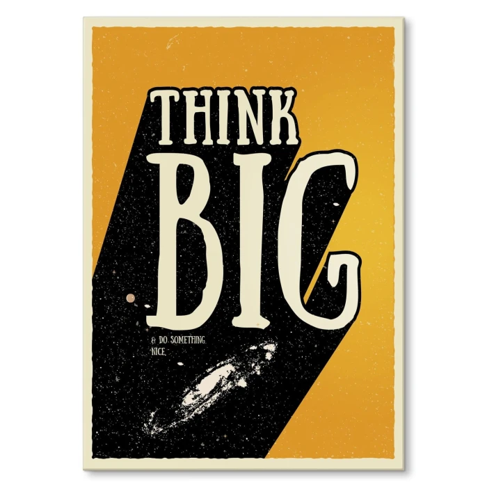 Plakat metalowy Think big space Prezent