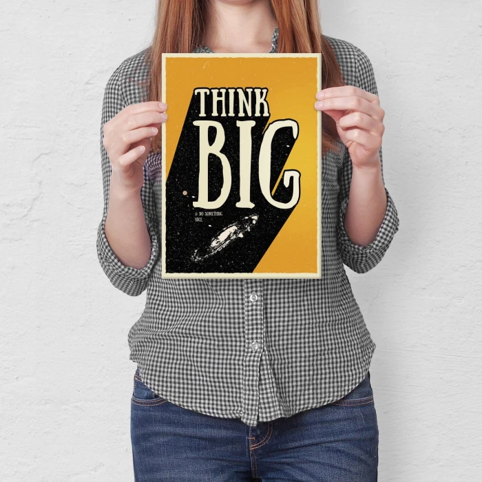 Plakat metalowy Think big space Prezent