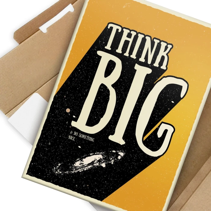 Plakat metalowy Think big space Prezent