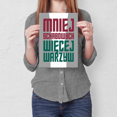 Plakat metalowy mniej schabowych Prezent
