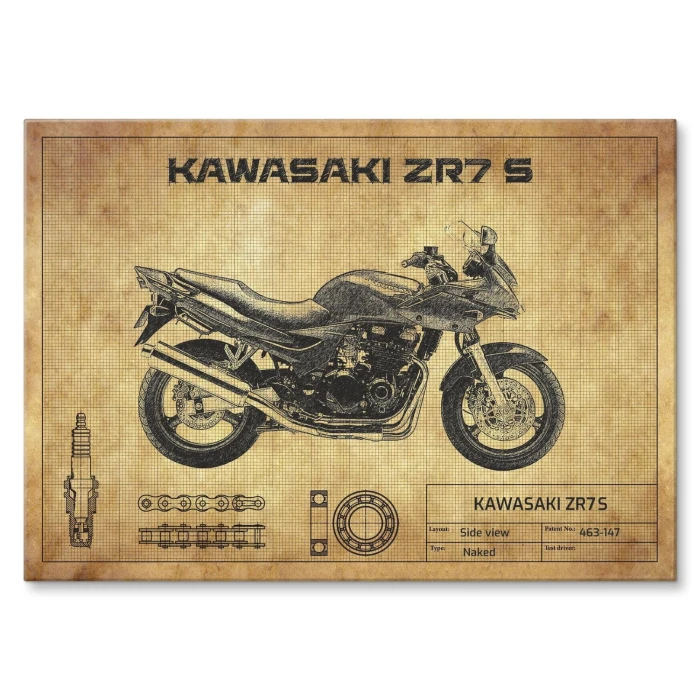 Plakat metalowy Kawasaki ZR7S Prezent