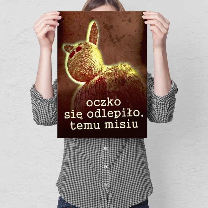 Plakat metalowy Oczko się odlepiło Miś Prezent