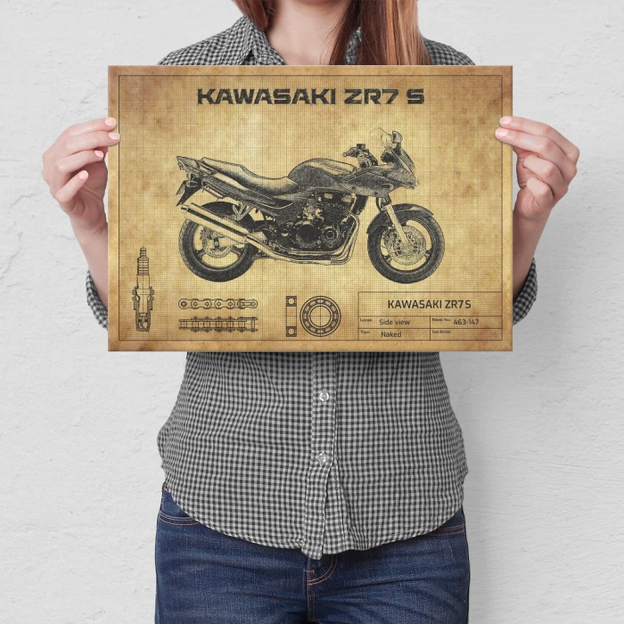 Plakat metalowy Kawasaki ZR7S Prezent
