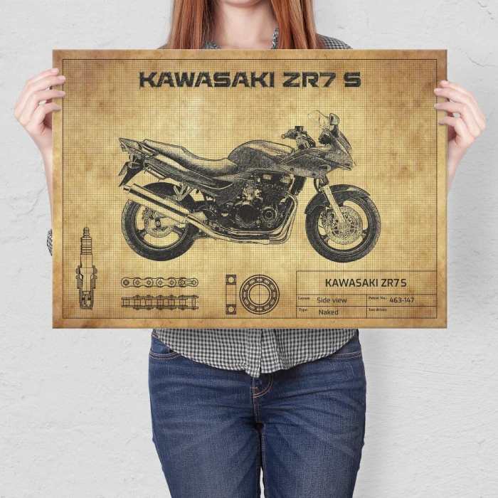 Plakat metalowy Kawasaki ZR7S Prezent