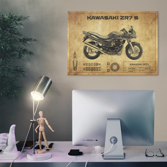 Plakat metalowy Kawasaki ZR7S Prezent