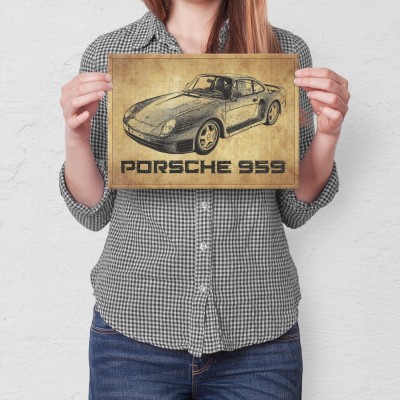 Poster metal Porsche 959 gift