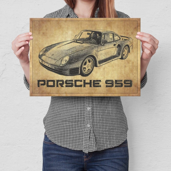 Poster metal Porsche 959 gift