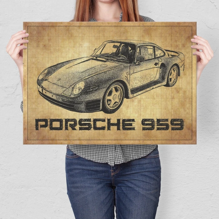 Poster metal Porsche 959 gift