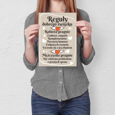 Plakat metalowy Reguły dobrego związku Prezent