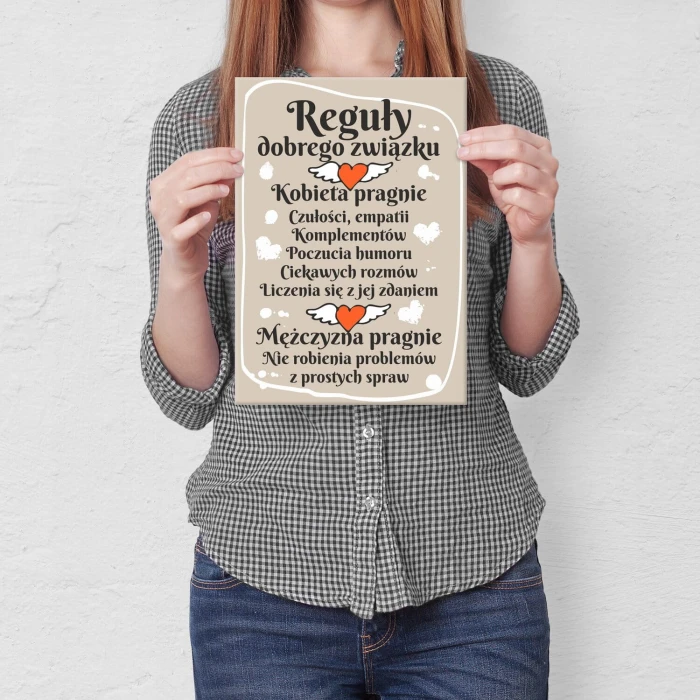 Plakat metalowy Reguły dobrego związku Prezent