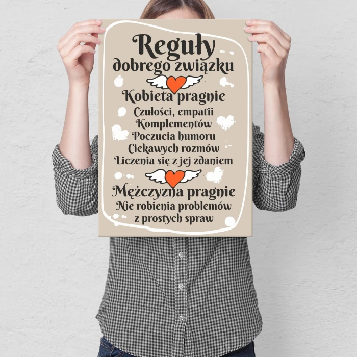 Plakat metalowy Reguły dobrego związku Prezent