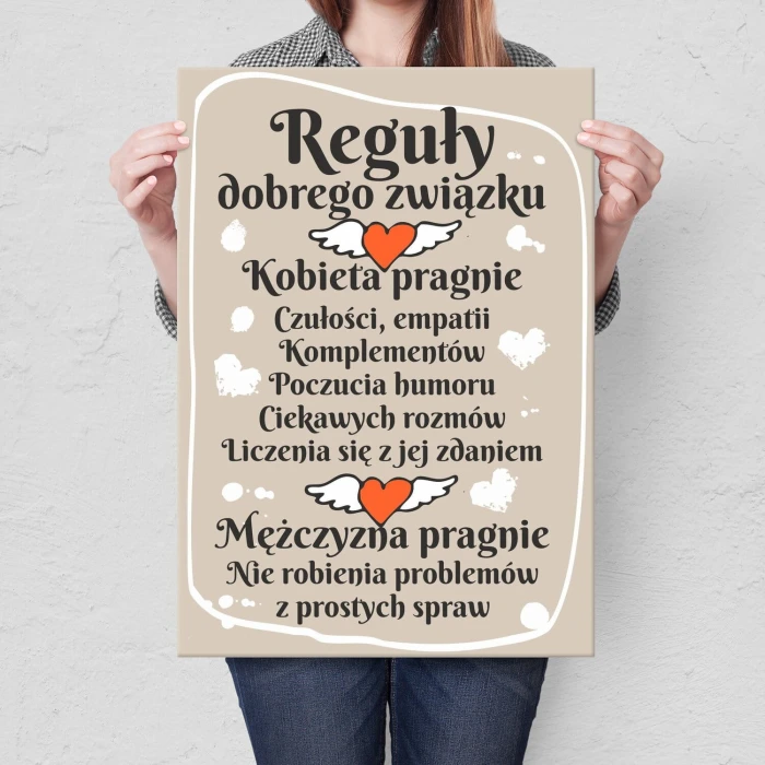 Plakat metalowy Reguły dobrego związku Prezent