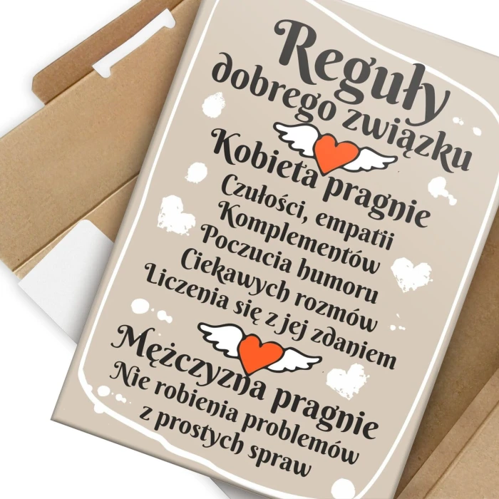 Plakat metalowy Reguły dobrego związku Prezent