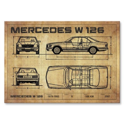 Poster metal W126 drawing gift