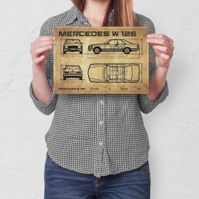 Plakat metalowy W126 drawing Prezent