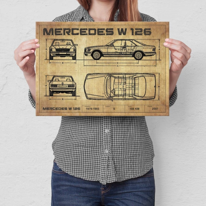 Poster metal W126 drawing gift