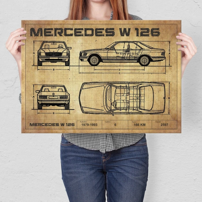 Poster metal W126 drawing gift
