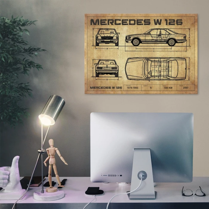 Poster metal W126 drawing gift